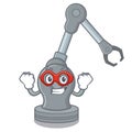 Super hero toy robotic arm machine on cartoon shape Royalty Free Stock Photo