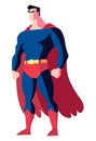 Super hero. Vector illustration of strong man in red cape. Comic book illustration Royalty Free Stock Photo