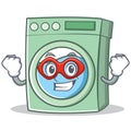 Super hero washing machine character cartoon Royalty Free Stock Photo