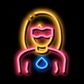 Super Hero Woman neon glow icon illustration