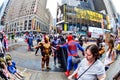 Super Heroes argue/fight Times Square New York City