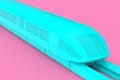 Super High Speed Futuristic Commuter Blue Train in Duotone Style. 3d Rendering