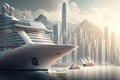 Super huge cruise ship. Generative AI Royalty Free Stock Photo