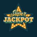 Super jackpot casino green star retro sign flat illustration
