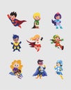 Super kids icons cute cartoon characters vector illustration