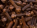 Super macro shot of.dry cloves in detail very close. food spice background