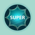 Super magical glassy sunburst blue button sky blue background