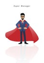 Super manager with businessman in super hero costume vector Royalty Free Stock Photo