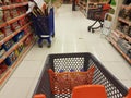 Super market inside carring god products on trolley