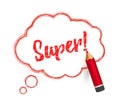 Super message. Speech bubble drawn with pencil Royalty Free Stock Photo