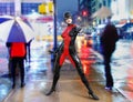 Super model superhero Manhattan street Royalty Free Stock Photo