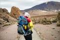 Super Mom with baby boy hiking in backpack Royalty Free Stock Photo