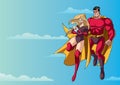 Super Mom Dad and Baby in Sky Royalty Free Stock Photo