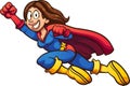 Flying cartoon super mom with cape