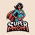 Super mom. Supermom logo. Mother day concept. Mother superhero