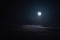 Super moon in cloudy sky. Full moon at night. Royalty Free Stock Photo