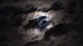 Super moon on a dark, cloudy sky on March, 9th 2020 Royalty Free Stock Photo