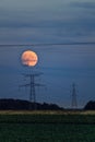 Super moon at the end of september 2023, full harvest moon, larger and brighter, perigee Royalty Free Stock Photo