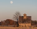 Super Moon Over a Corn Crib