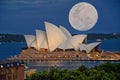 Super Moon Over Sydney Opera House Royalty Free Stock Photo