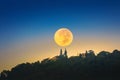 Super Moon over Wat Phrathat Doi Suthep Temple in Chiang Mai, Th Royalty Free Stock Photo