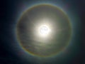 super moon and rainbow ring around in dark sky Royalty Free Stock Photo