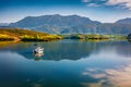 Super morning view of Cerkezez lake. Magnificent spring scene of Albanie, Europe