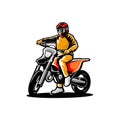 Super Moto Biker Vector Illustration. Best for Adventure Sport Motor Bike Related Industry Royalty Free Stock Photo