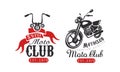 Super Moto Club Retro Logo Templates Set, Racer Club Premium Quality Badges with Classic Motorcycle Vector Illustration Royalty Free Stock Photo