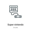 Super nintendo outline vector icon. Thin line black super nintendo icon, flat vector simple element illustration from editable