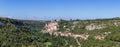 Super panoramic view Rocamadour castle, situated on clifftop in Lot town, Occitania