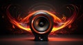 power speaker on abstract background, speaker on colored background, graphic designed speaker on colorful background