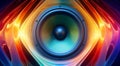 power speaker on abstract background, speaker on colored background, graphic designed speaker on colorful background