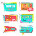 Super Price Big Sale 20 Set Stickers Flat Style Royalty Free Stock Photo
