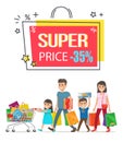 Super Price Sale Promotional Poster with Family