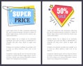 Super Price Stickers Abstract Discounts on Posters Royalty Free Stock Photo