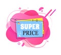Super Price, Shopping Bag with Text Banner Vector