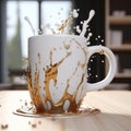 Super Realistic 3d Coffee Splash Mug With Gold Details