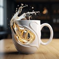Super Realistic 3d Gold Splash Coffee Mug With Organic Sculptures