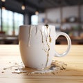 Super Realistic 3d White Mug With Splattered Dripped Design
