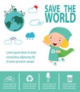 Super Recycling Hero, environment, Save the World Concept , Vector Illustration