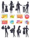 Super Reduction Sale and Discount Silhouette Set Royalty Free Stock Photo