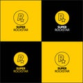 SUPER ROCKSTAR logo design. for your businness, print and logotype. vector icon letter r