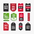 Super Sale badge with green, black, and red color. Super deal sale badge set. Discount tag collection. Mega sale coupon vector. Royalty Free Stock Photo