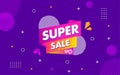 Super sale banner with 3d editable text effect. Royalty Free Stock Photo