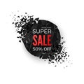 Super sale banner. Geometric round creative banner with space for text. Abstract explosion of black circle. Vector illustration Royalty Free Stock Photo