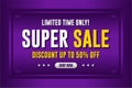 Super sale banner promotion purpple color gradient