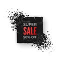 Super Sale Banner - 50% special offer. Layout with abstract explosion effect elements. Design concept. Vector Royalty Free Stock Photo