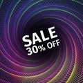 Super Sale banner template design. Abstract colorful spiral background. Royalty Free Stock Photo