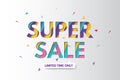 Super sale banner template design. Sale banner design with paper cut background. Abstract sale banner. Paper art and craft style. Royalty Free Stock Photo